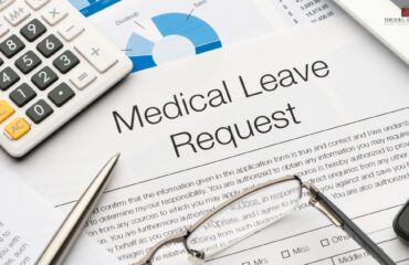 Leave Management – DBL Center image depicting a medical leave request with a calculator in the corner